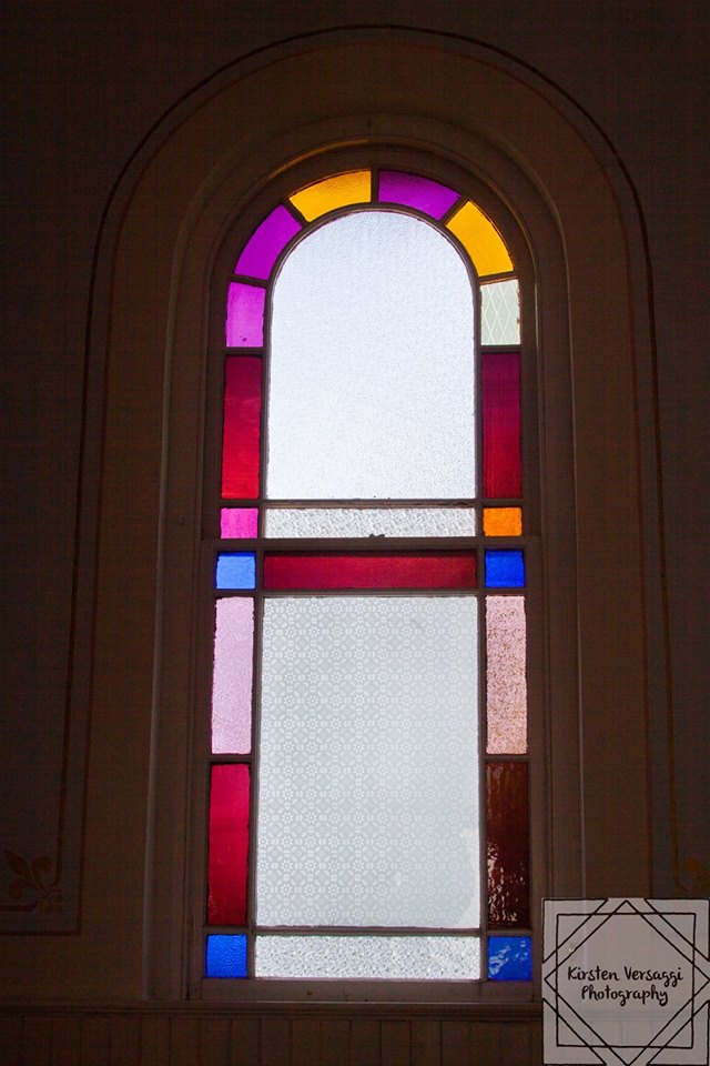 installation stained glass window